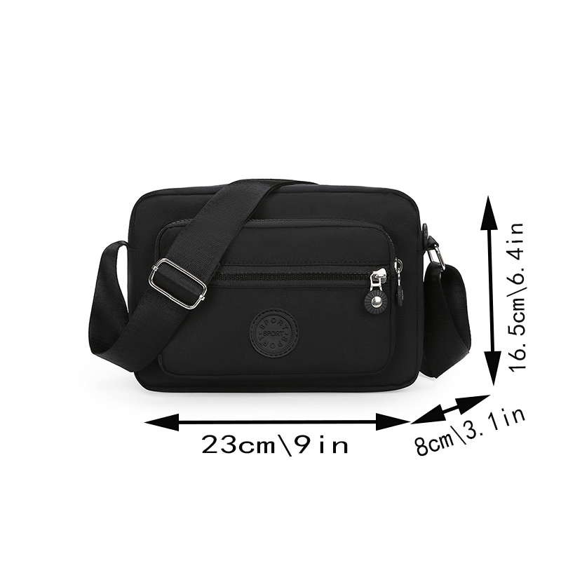 Bolso de mano de estilo neutro hecho de tela de nailon liviana y sencilla, bolso de mujer de un solo hombro. [La dirección de la cremallera está corrió