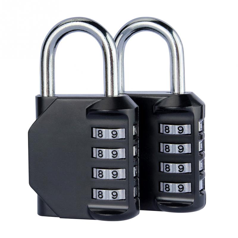 2Pcs Combination Lock 4 Digit Anti Rust Padlock Set Weatherproof Padlock Gate Gym Outdoor Storage Lock: Black and black