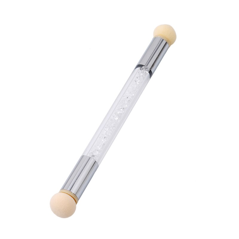 1 Pc dwustronny gradient z gąbczastą główką szczotka cieniowanie pióro rozsianych szczotka uchwyt z kryształkami gwóźdź Sztuka DesignTool