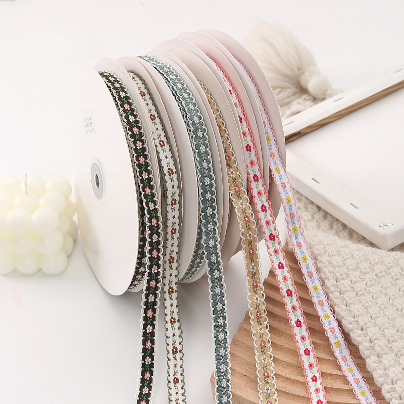 20 Meters Flower Packaging Ribbon Embroidered Lace Fabric Ribbon 1cm Diy Cake Ribbons