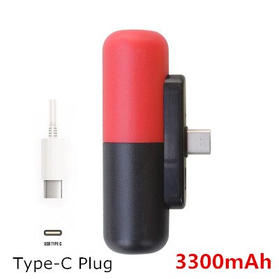 3300Mah Draagbare Mini Power Bank Voor Iphone Samsung Xiaomi Oppo Backup Powerbank Externe Batterij Oplader Mini Capsule Poverbank: Type-C Red