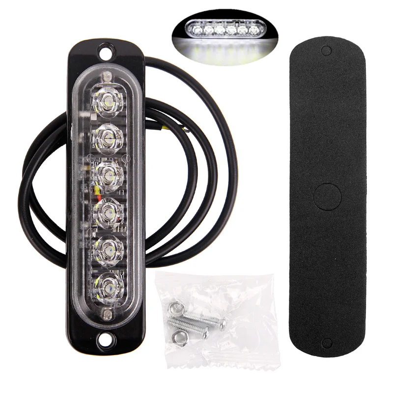 6 LED-Blinkwarnleuchten für LKW, Auto, Motorrad, Gelb, Weiß, 18 Blitzmodi, Notfalllampe, 12–24 V, seitliche, hohe, helle Lichter