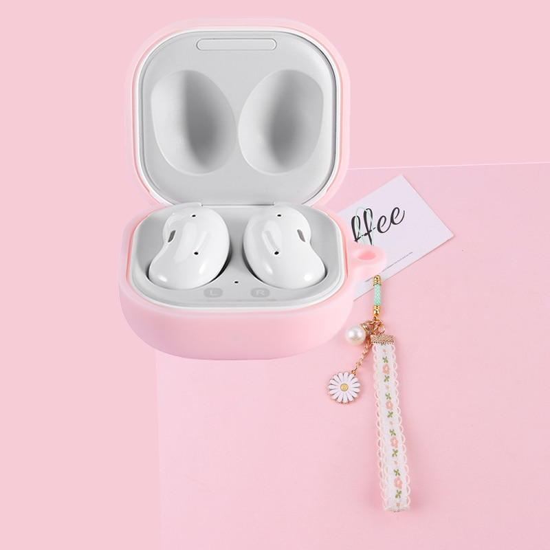 for Samsung Galaxy Buds Live case Korea flower keyring earphone Case for Galaxy Buds Live cover Non-slip silicone protect case