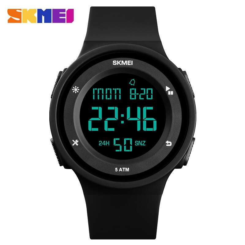 Skmei Mode Mannen Sport Horloges Led Digitale Kalender Stopwatch Klok Horloge 5Bar Waterdicht Horloge Relogio Masculino 1445: Black