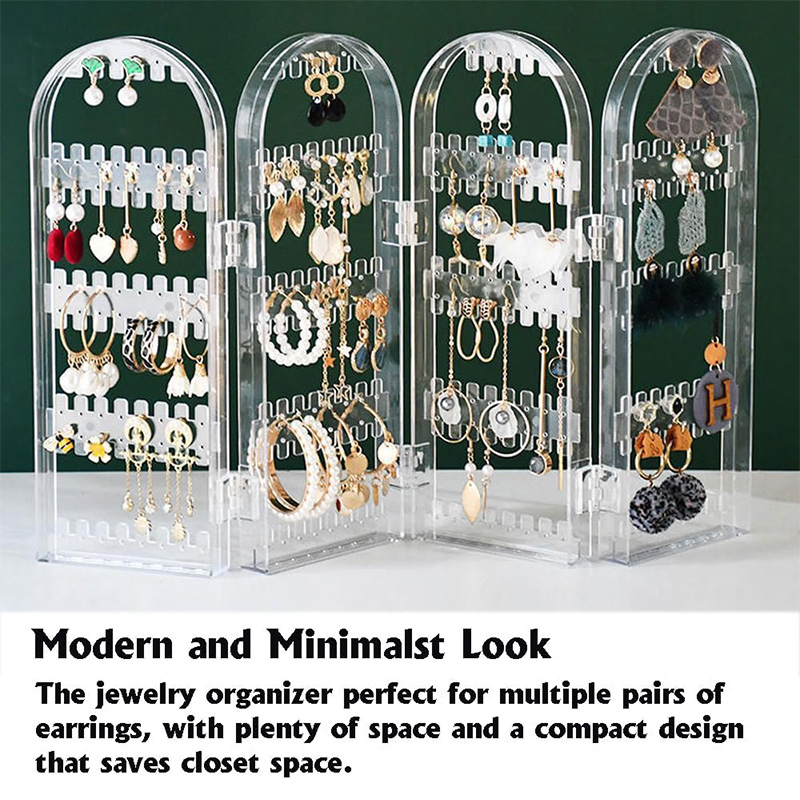 Earring Holder Organizer Jewelry Organiser Stand Foldable Screen Necklace Rack Multi-Purpose Dressing Tablet Jewelry Holder