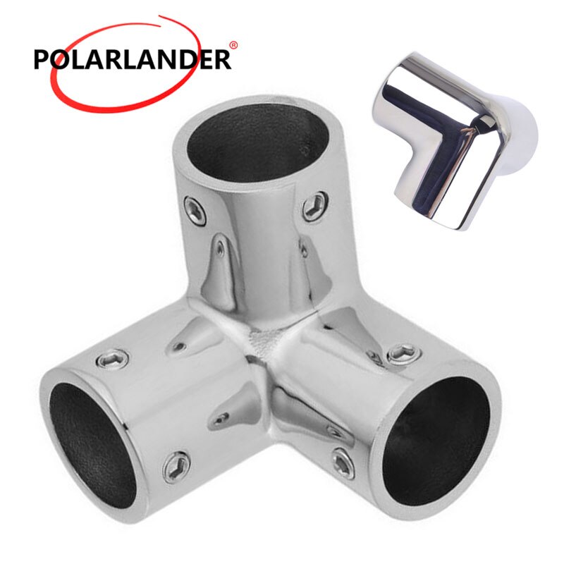 25mm Pipe Boat Hand Marine Hardware Rail Fittings Silver 1"/25mm Tubing 316 Stainless Steel 90 Degree 3 Way Corner Elbow