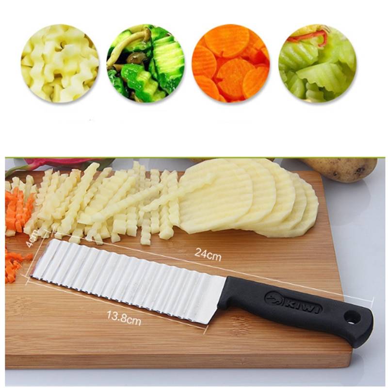 Stainless Steel Kitchen Gadgets Potato Chips Making Peeler Cutter Fruit Vegetable Knives Potato Wavy Cutter Kitchen Accessories