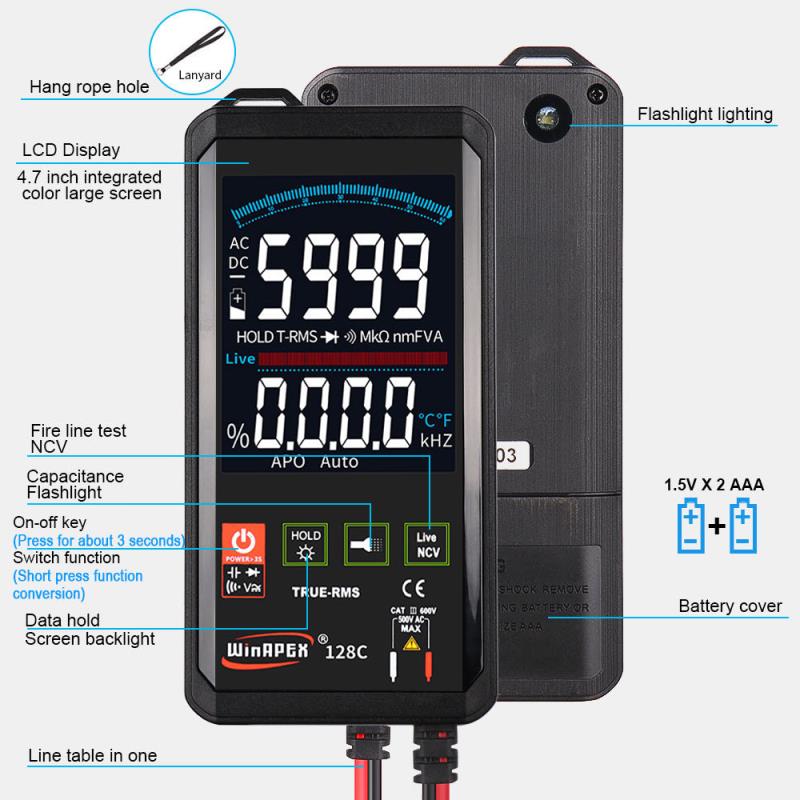 Digital Multimeter Smart Touch Screen DC Analog Bar True RMS Tester 6000counts multimetro Transistor Capacitor NCV Testers Meter