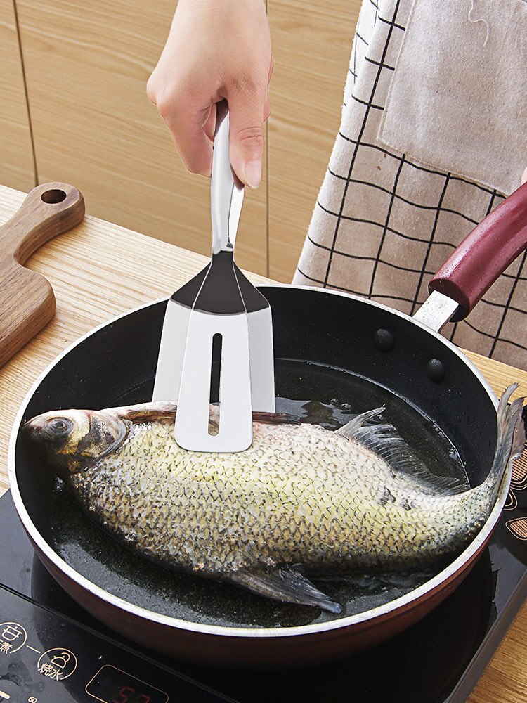 Utility Tools Kitchen Supplies Stainless Steel Frying Spatula Clip Gadgets Pancakes Fried Fish Pizza Steak Turning