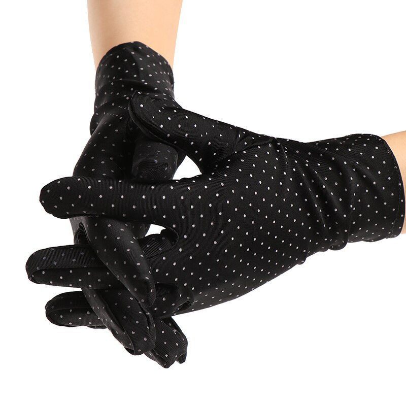 Mitones de guante a la muñeca dibujo de lunares protección señora guantes verano conducir protector solar guante tejido de punto Vintage