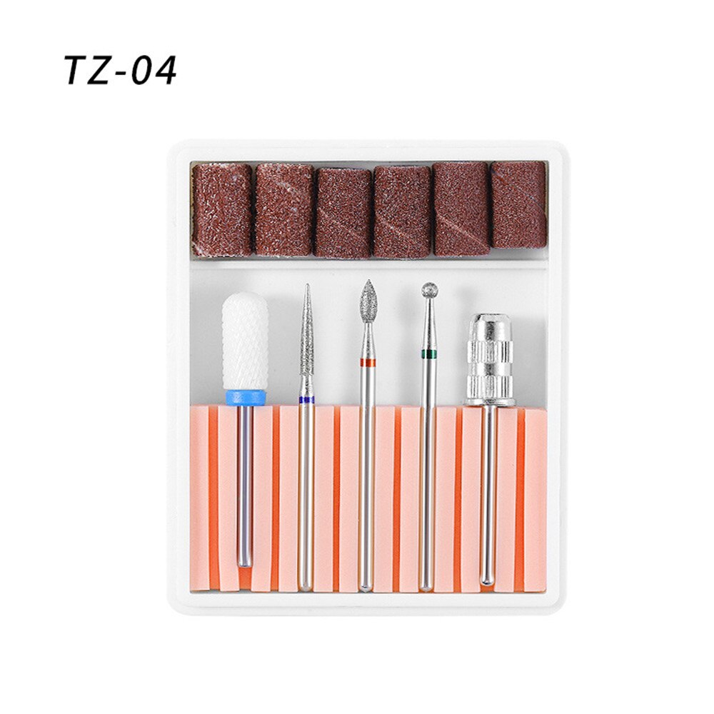 5 Pcs/Set Tungsten Steel Nail Drill Bit Drill Bits for Art Decoration Punte Fresa Unghie Tip Sander Nails Ceramic: gj0437-04