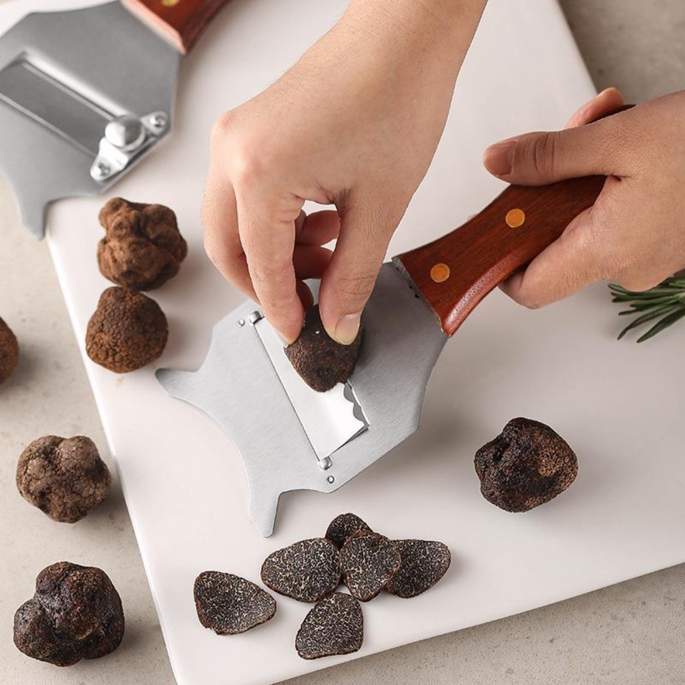 Stainless Steel Truffle Slicer High Hardness Adjustable Slice Thickness Chocolate Planer Wood Handle Cheese Grater Dessert