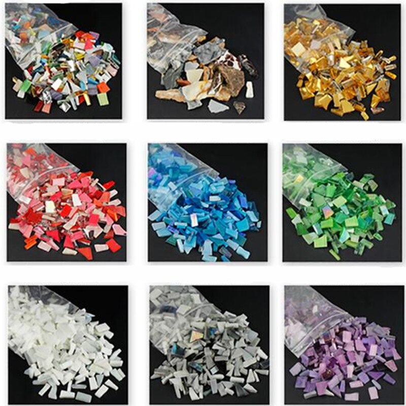 230g Gemischte Farbe Kristall Glas Spiegel Mosaik Fliesen Unregelmäßigen Form Mosaik Stein DIY Kunst Handwerk Materialien für Kinder/kinder Puzzle