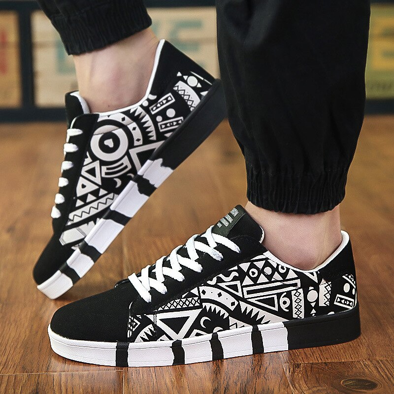 Män casual canvas skor tryck sneakers sommar tränare fritids skor herr lägenheter slipskor herr skor casual
