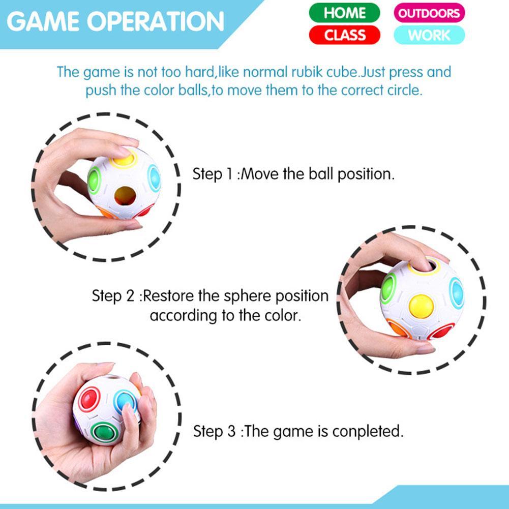1Pcs Lichtgevende Bal Stress Reliever Regenboog Bal Stress Cube Puzzel Speelgoed Reliever Fun Bal Regenboog Onderwijs U1O5