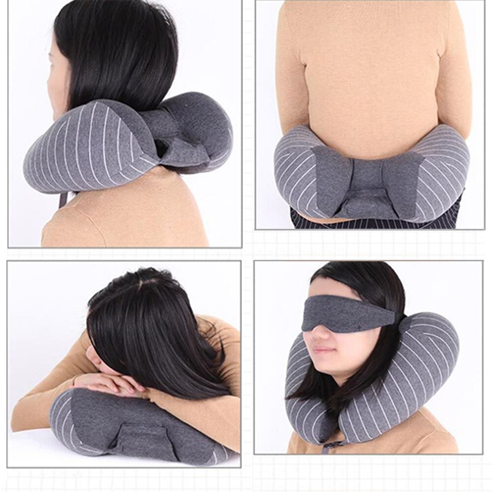 Neck Pillow U Shape Car Neck Pillows Travel Pillow for Airplane Car Office Sleep Home Mask Plaid Waist Cushion 50P007