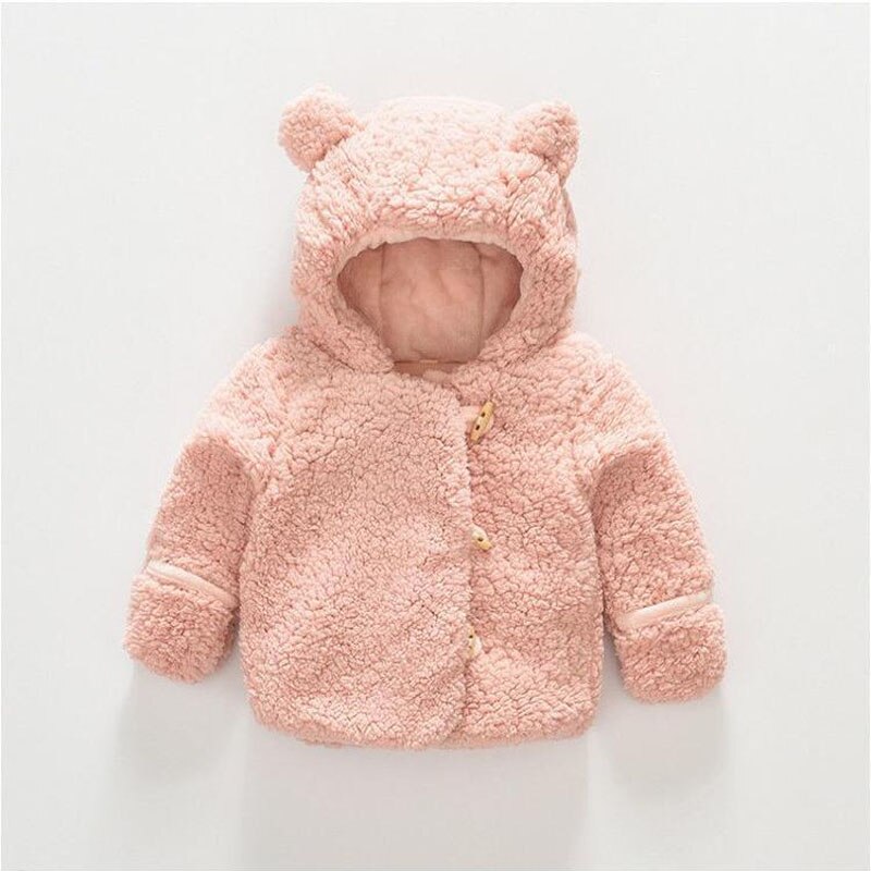 Winter Kinderen Jas Lam Fluwelen Dikke Lam Haar Uitje Kleding Jongens Gewatteerde Casual Capuchon Baby Meisjes Verdikte Jas: CZ988 Pink / 6m