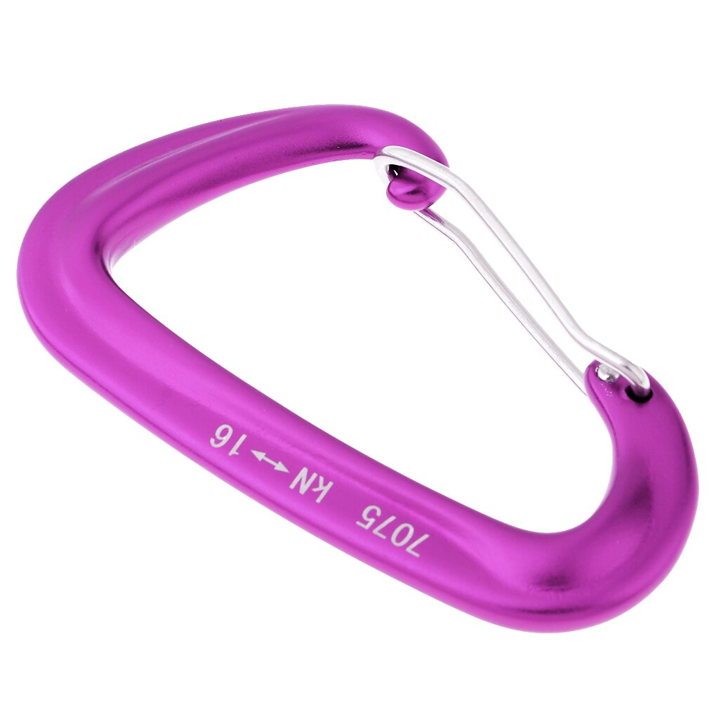 1 st 16kn aluminium wire gate hängmatta säkerhets karbinhake wiregate låsning d typ nyckelring spänne för räddning yoga camping vandring: Lila