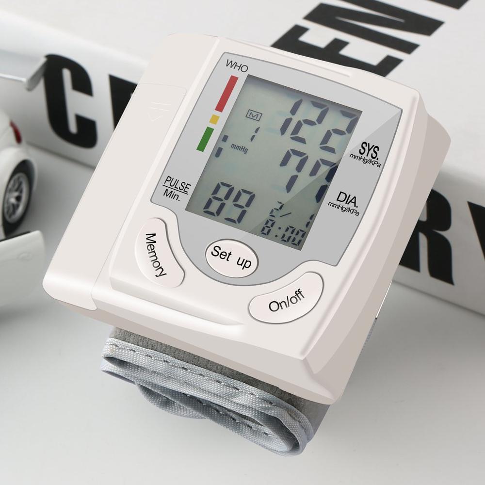 Automatische Digitale Lcd Manchet Pols Bloeddruk Presure Meter Monitor Hartslagmeter Draagbare Gezondheid Meter Meet Handige Draagtas