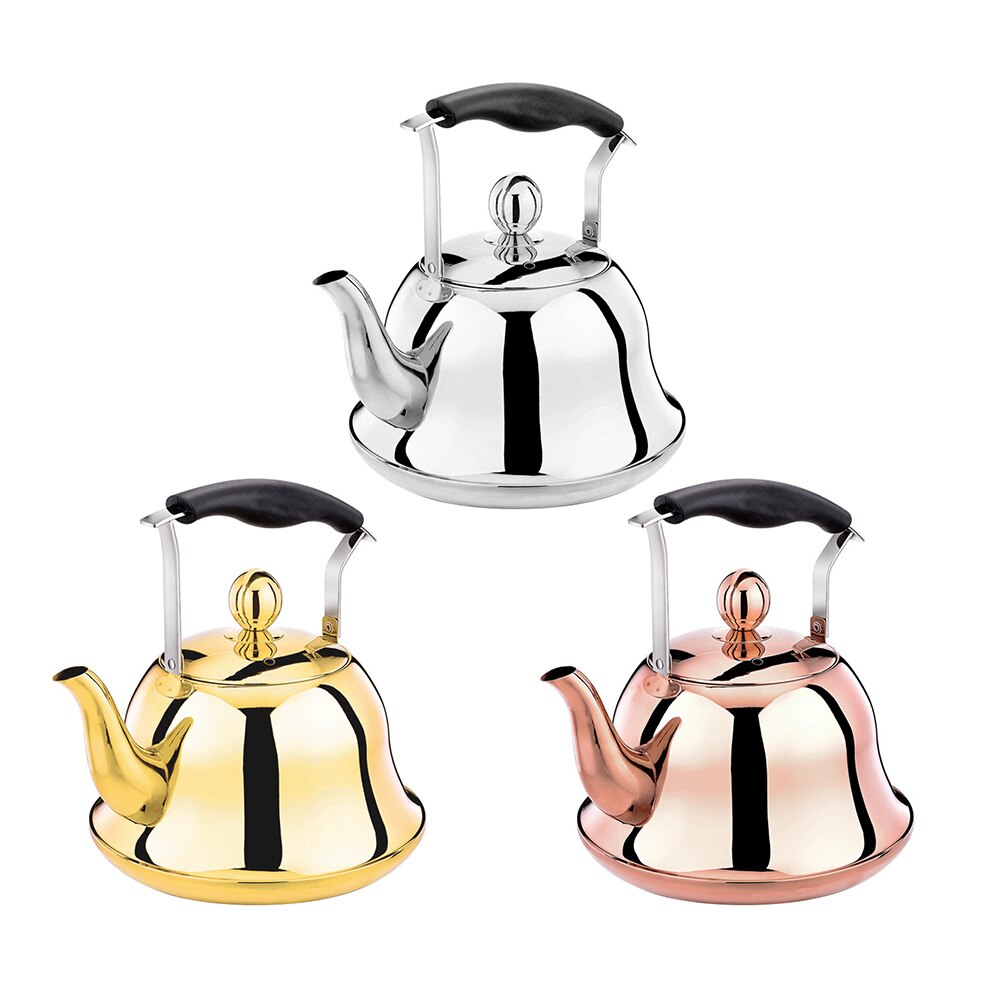 2l visslande vattenkokare med infuser löst blad rostfritt stål whistke tekanna rosa guld sliver vattenpanna gryta för spis induktion