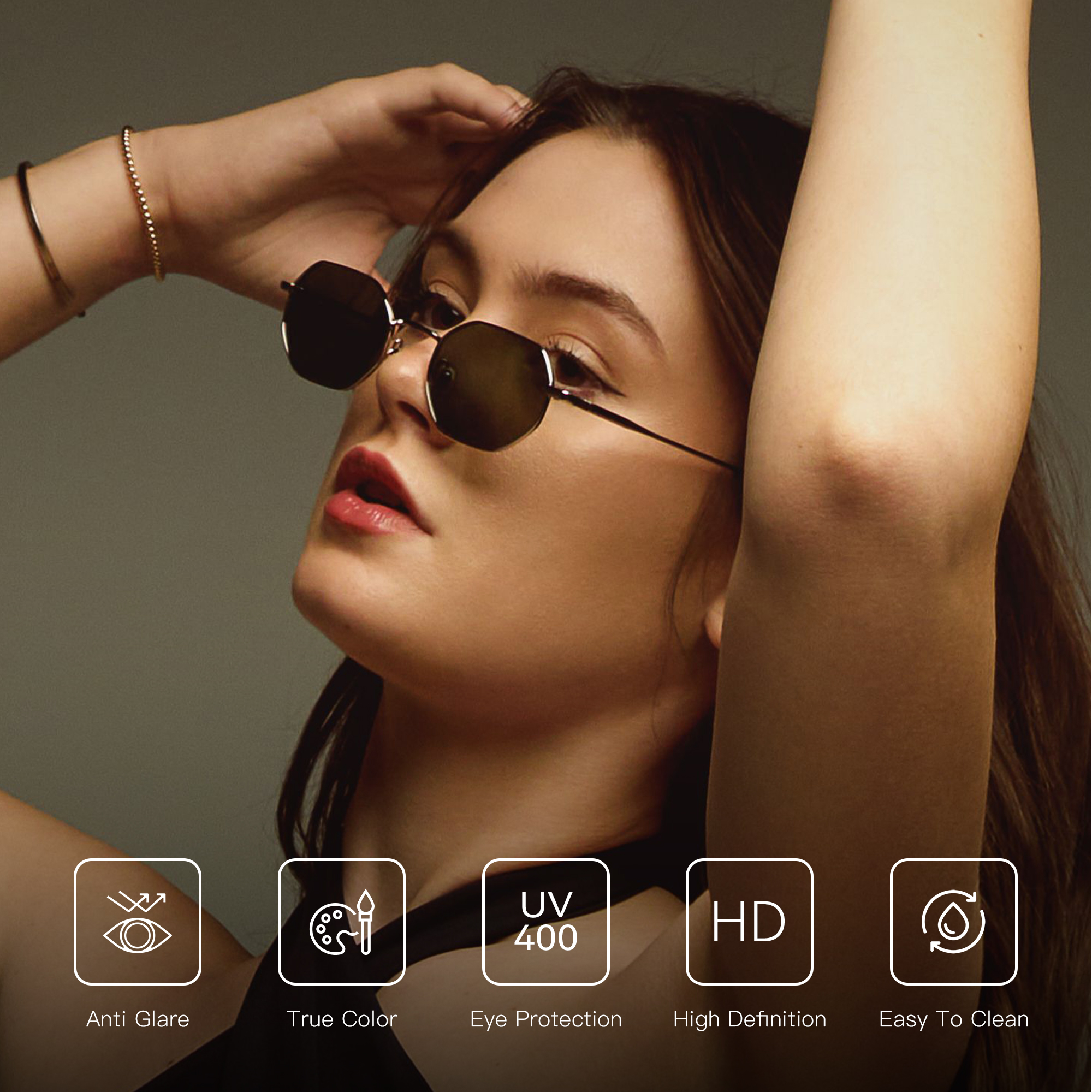 ZENOTTIC Retro Small Polygon Polarized Sunglasses Women Metal UV400 Sun Glasses Men Anti-Glare UV400 Goggles Driving Eyewear