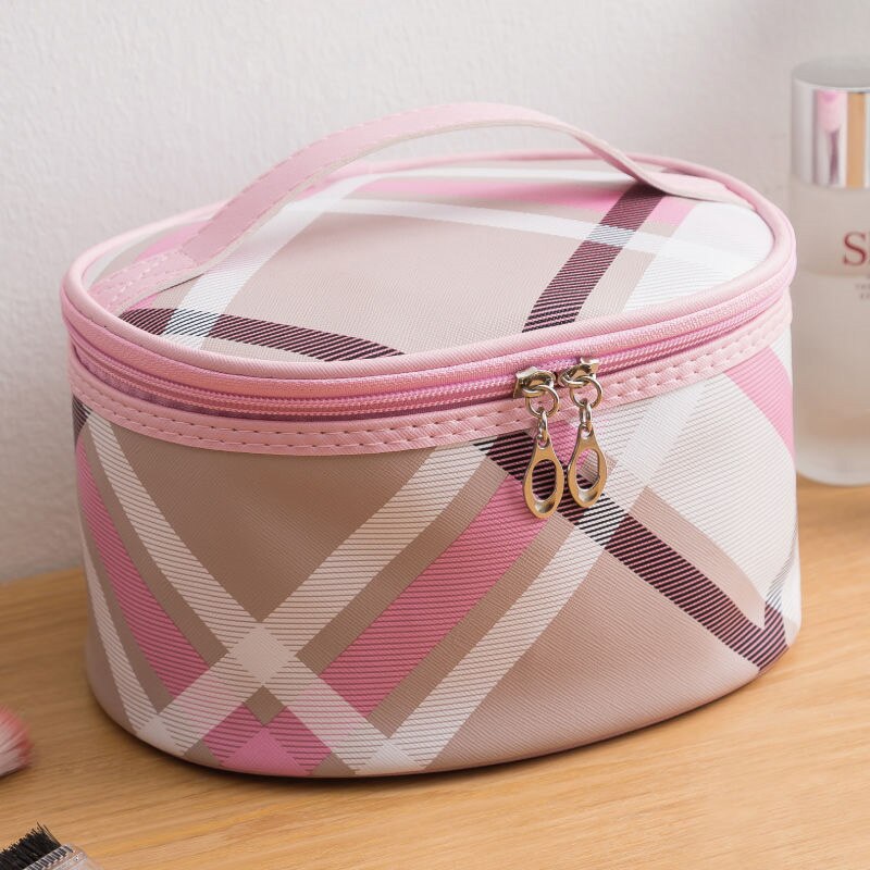 Bolsa de almacenamiento de cosméticos portátil de gran capacidad impermeable de con múltiples patrones, almacenamiento de viaje simple multifuncional: Rosa