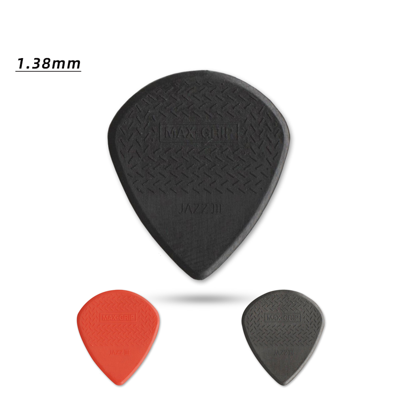 Choix de Dunlop. 471R3 MAX-GRIP JAZZ 3 médiators de guitare acoustique/électrique antidérapants/résistants à l'usure en nylon. 1,38 mm d'épaisseur.