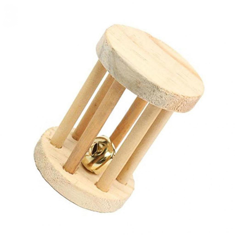 Hamster Natural Wooden Wood Molar Chew Toys Pine Dumbbells Unicycle Bell Roller Toys for Guinea Rat Small Pet Molars Supplies: 04