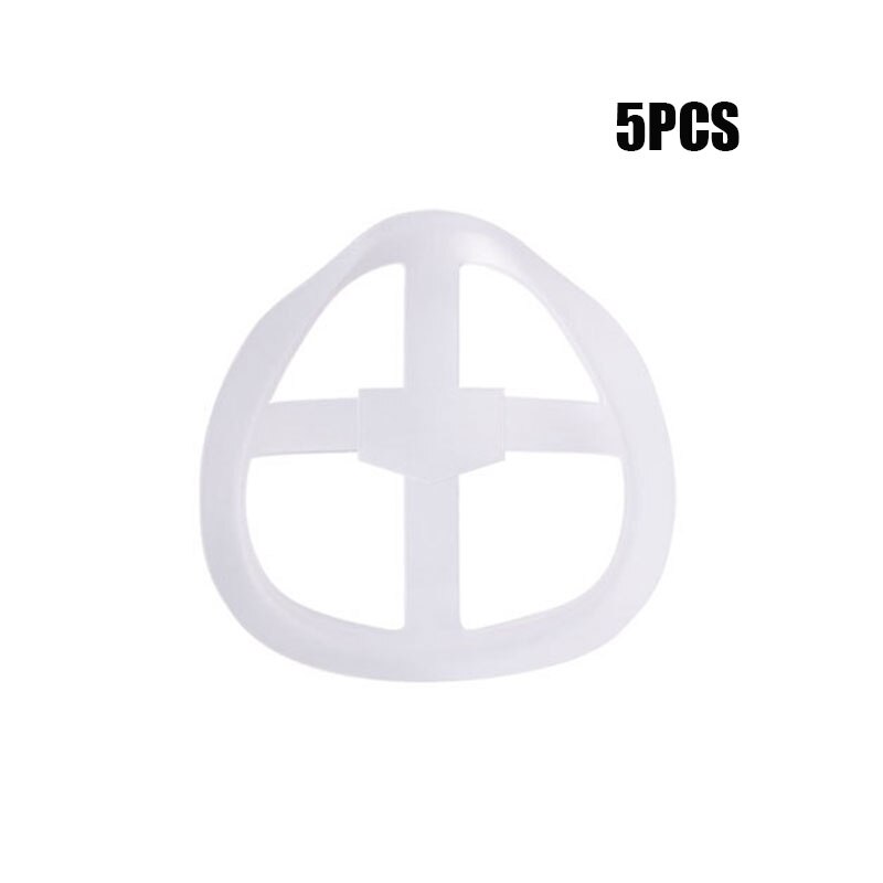 5 pièces Support de respiration 3D Support pour un port confortable cadre de soutien intérieur garder le tissu hors de la bouche réutilisable lavable H: White