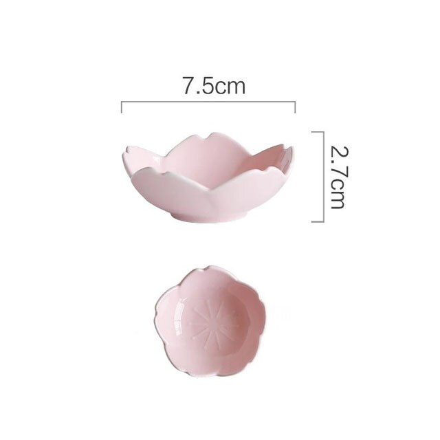 Japanse Stijl Gradiënt Bloemblaadjes Sakura Keramische Plaat Servies Westerse Voedsel Platen Kruiden Dompelen Schotel Dessert Bakken Bowls: 3 inches pink