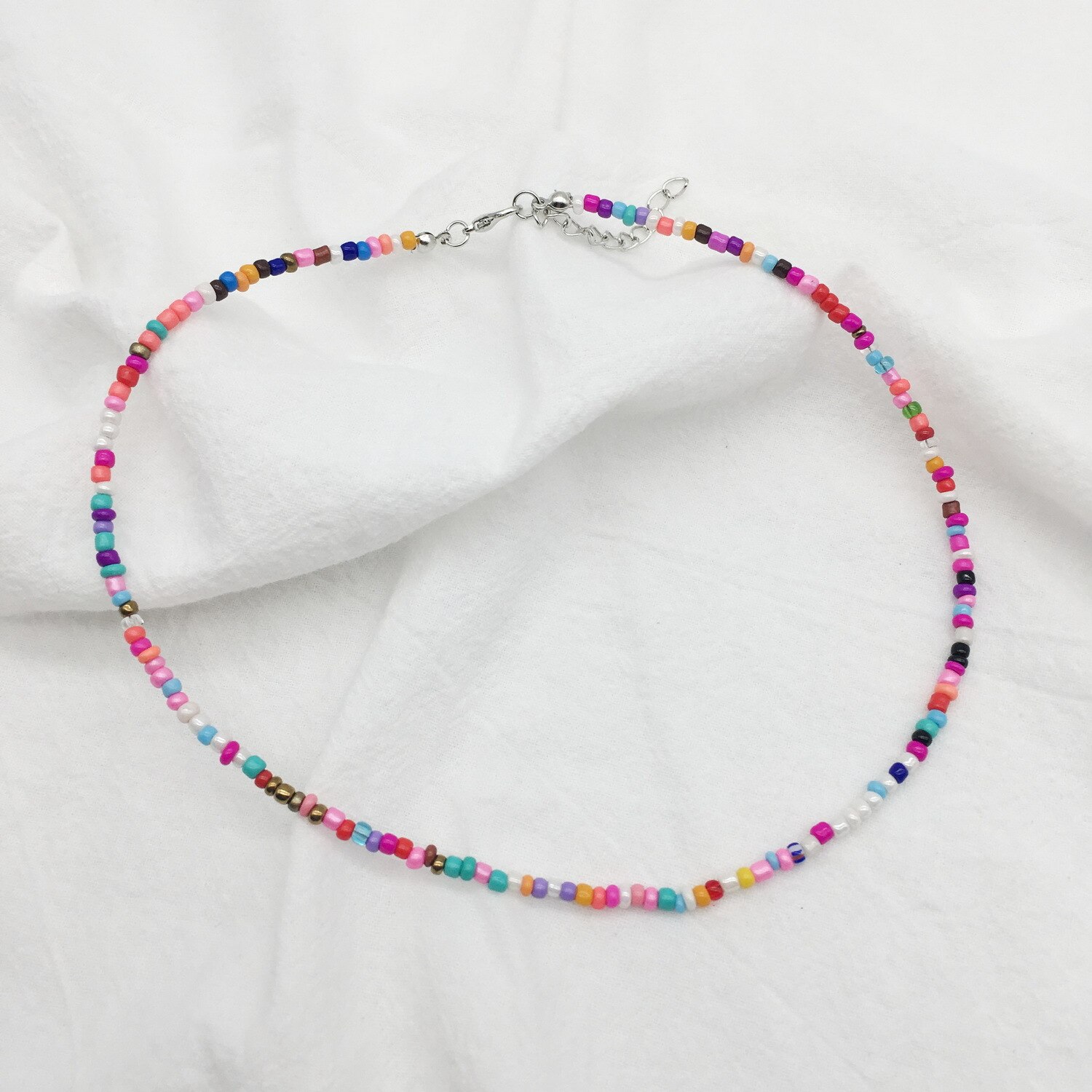 Proste koraliki Strand naszyjnik kobiety String z koralikami krótkie Choker naszyjnik biżuteria Chokers naszyjnik prezent plaża biżuteria Bijoux