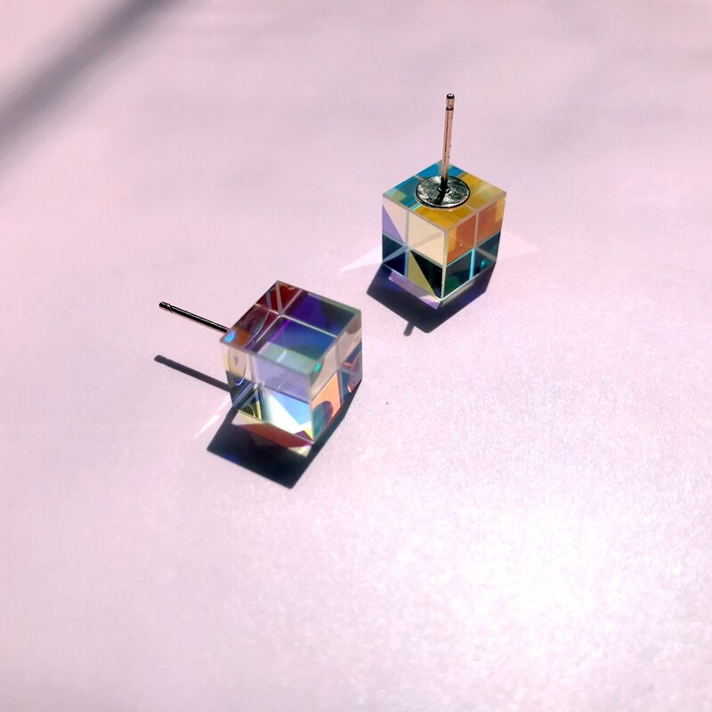 Färg prisma hängsmycke mini litet halsband sexsidig ljuskub universum prisma anpassade linser