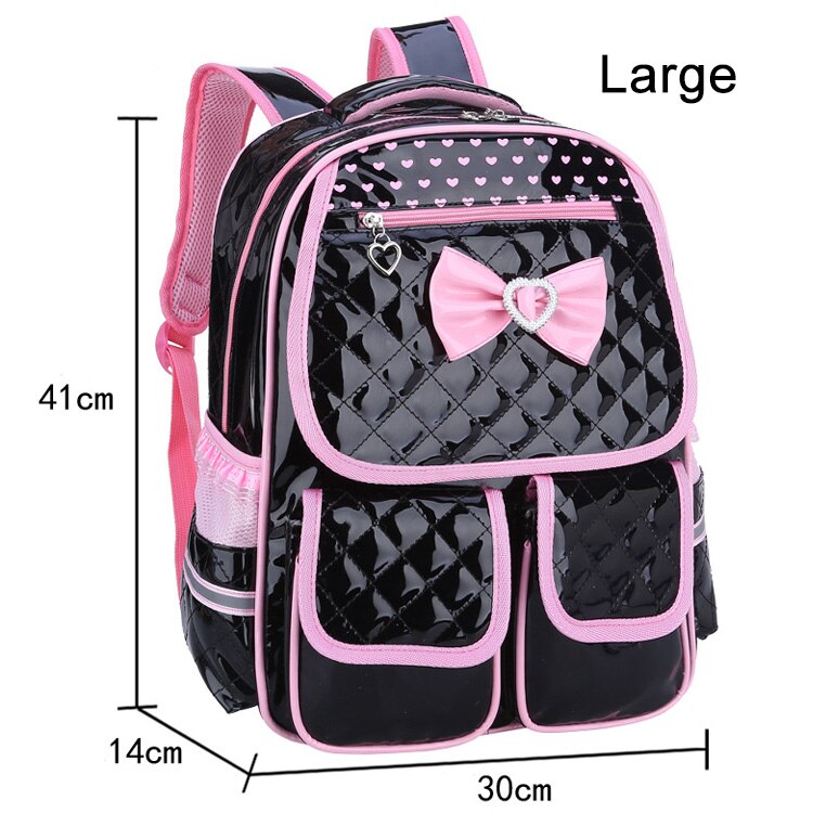 Leuke Rugzak Schooltas Voor Meisjes Pu Waterdichte Schooltassen Voor Meisjes 1-3-6 Grade Orthopedische Schooltas voor Meisjes: Large-Black