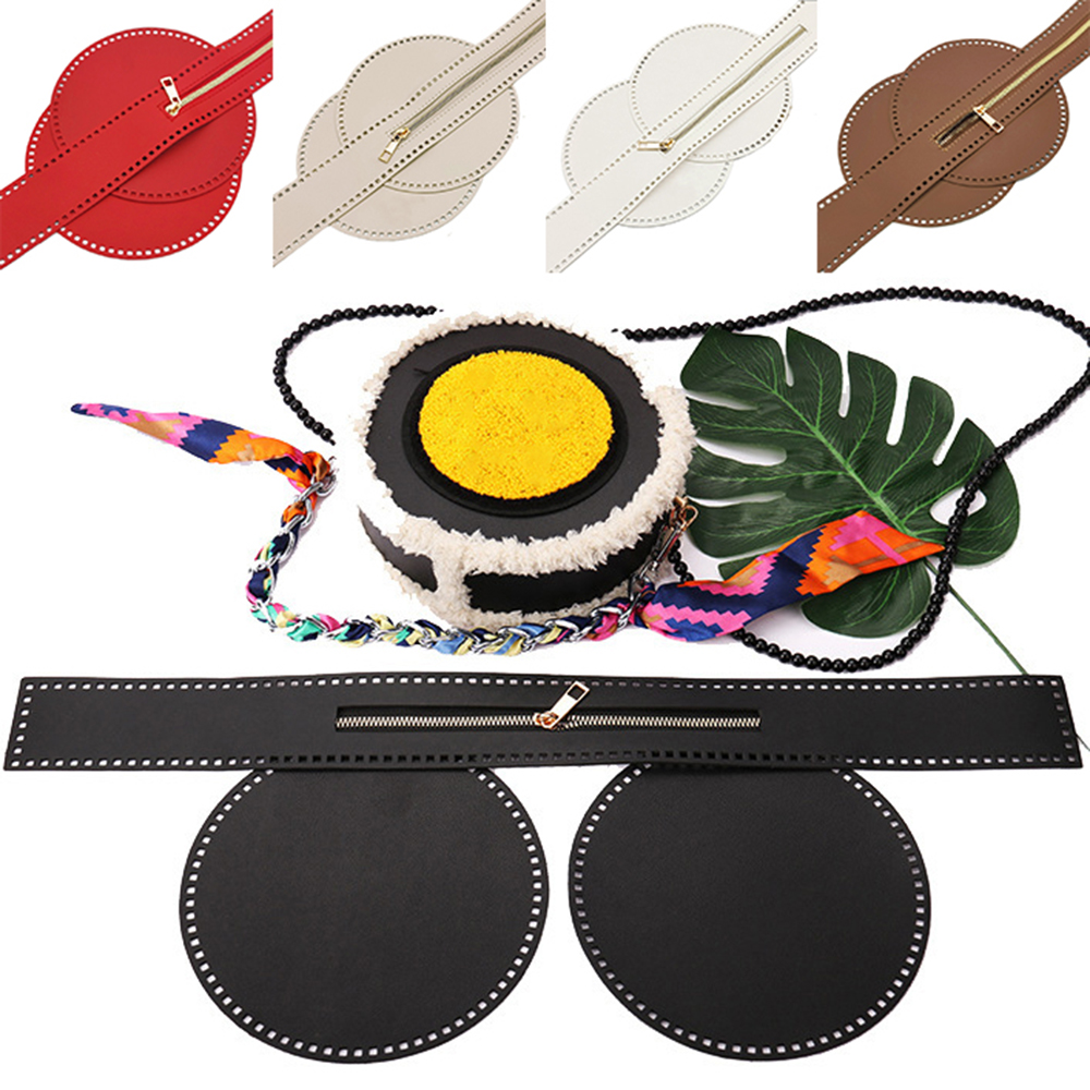 3 stks/set 17 cm Ronde Bodem Voor Gebreide Tas PU Lederen Tas Basis Handgemaakte Bodem Met Gaten Diy Gehaakte Tas bodem Accessoires