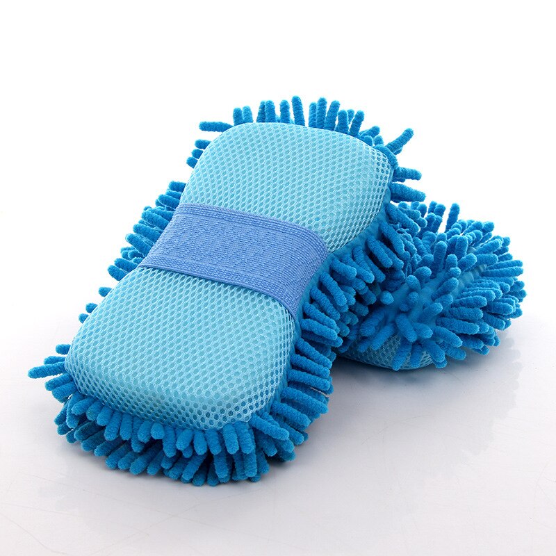 1pc super bilvaskehansker multi-purpose bilvask utstyr bil hånd mykt håndkle mikrofiber chenille bil rengjøring svamp blokk