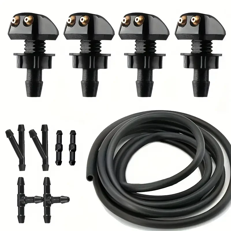 Universal- Auto Auto Scheibenwaschschlauch Wischerblatt Rohr Jet sprühen Düse Wasser Flüssigkeit Rohr Schreiner Stecker Ersatz Bausatz: Weiß