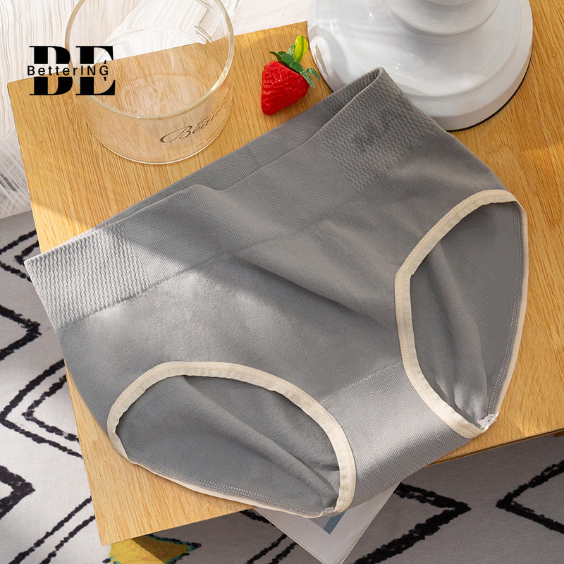 Ropa interior deportiva sin costuras de cintura media-alta para mujer, bragas japonesas antibacterianas de algodón, estiramiento de cadera y Barriga, talla grande