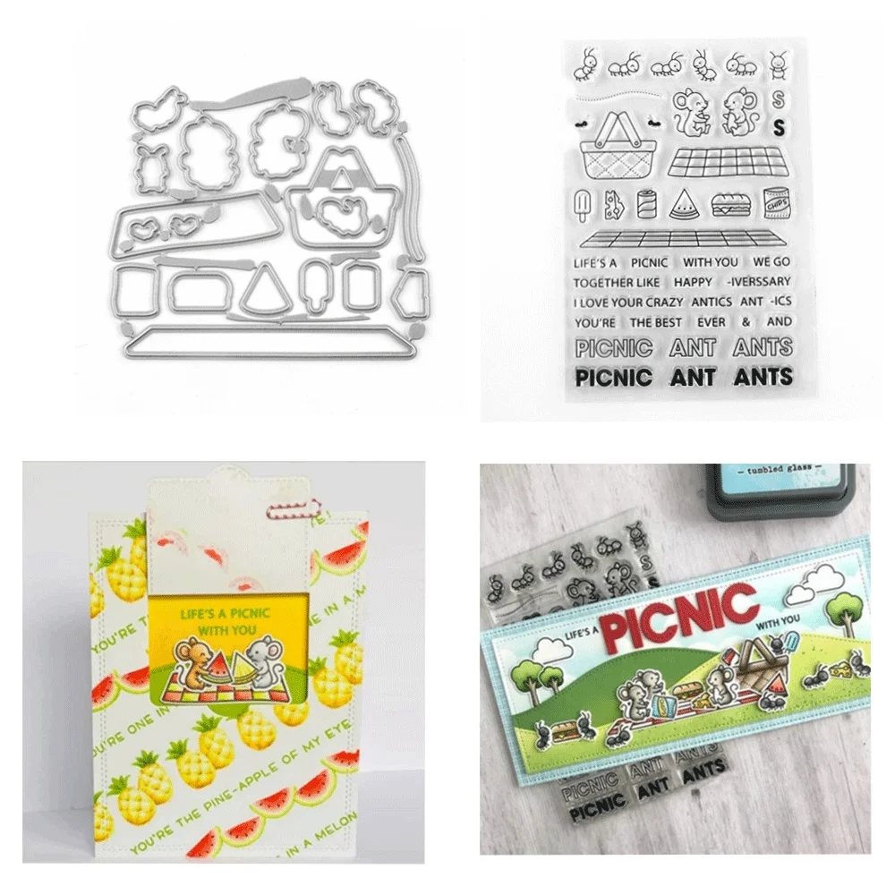 Oh gnome-stämpel på stranden, buntar med genomskinliga stämplar och metallstansar för gör-det-själv-pyssel, kort, scrapbooking, dekoration: L / Vit