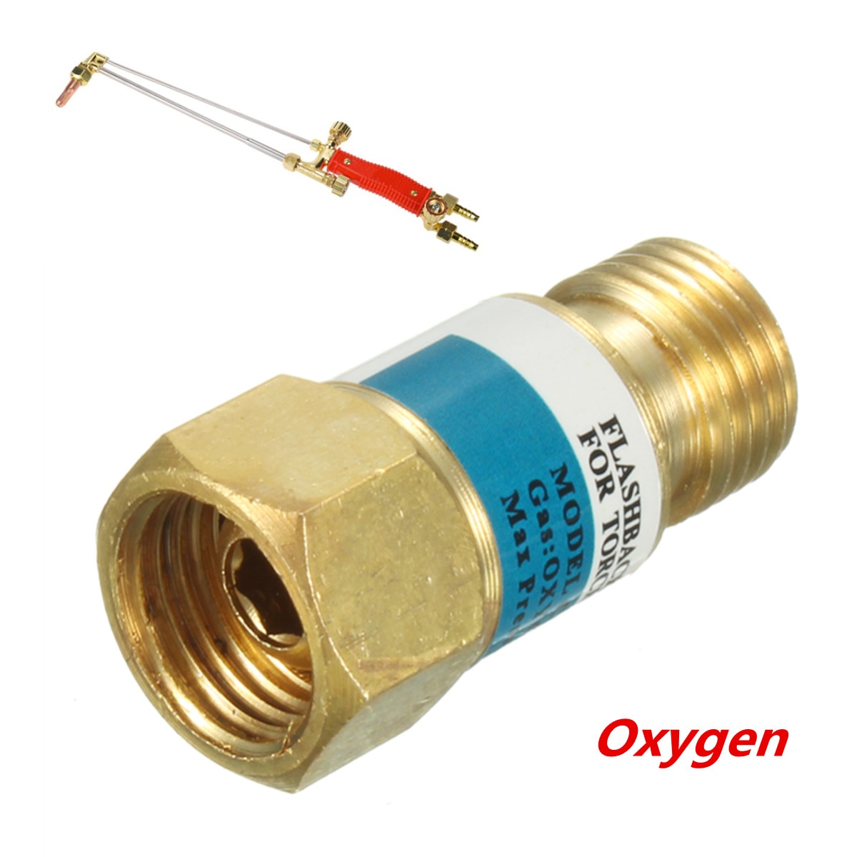 Oxygen & Acetylene Tank Check Valve Brass Set Adapter Torch End Welding Cutting use with Flashback Arrestor