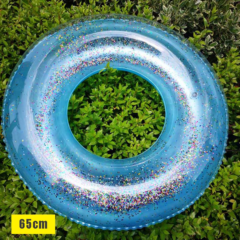 Transparent uppblåsbar ringmadrass simrör glitter flotte rund badring sommar pool vattenmadrass vuxen säng vatten roliga leksaker: 8