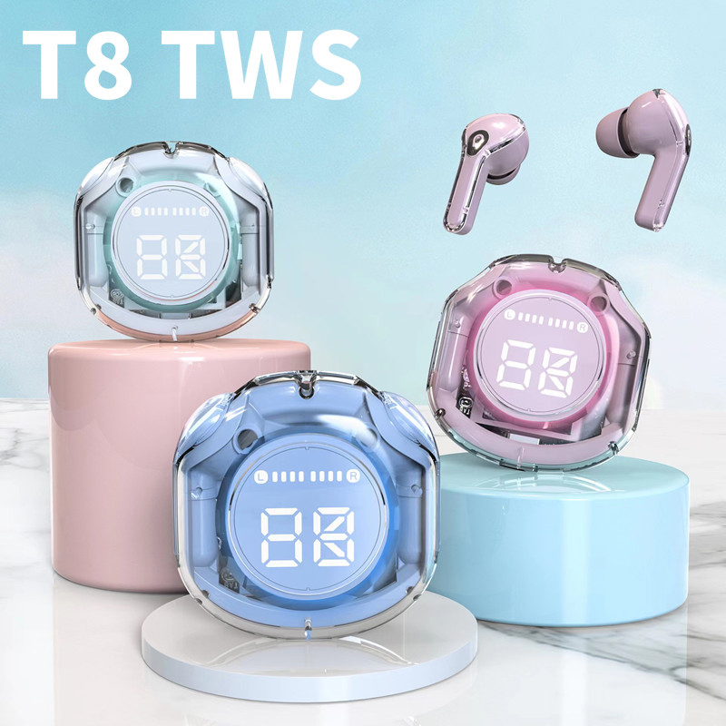 T8 Pro TWS Headphones 5.3 Wireless Earphones Bluetooth Headset Noise Cancelling HD HiFi Stereo Earbuds For Huawei Xiaomi iPhone