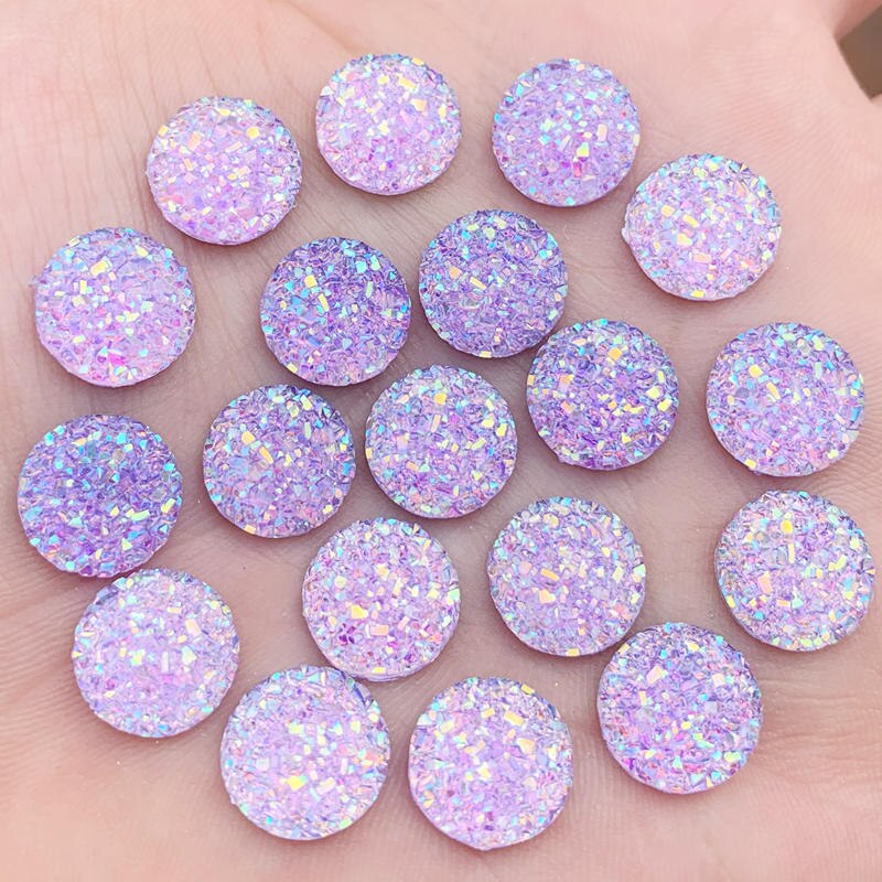 Cristal AB 12mm 80 pièces/lot de pierres précieuses en résine à dos plat, strass ronds à pois, pour décoration à faire soi-même