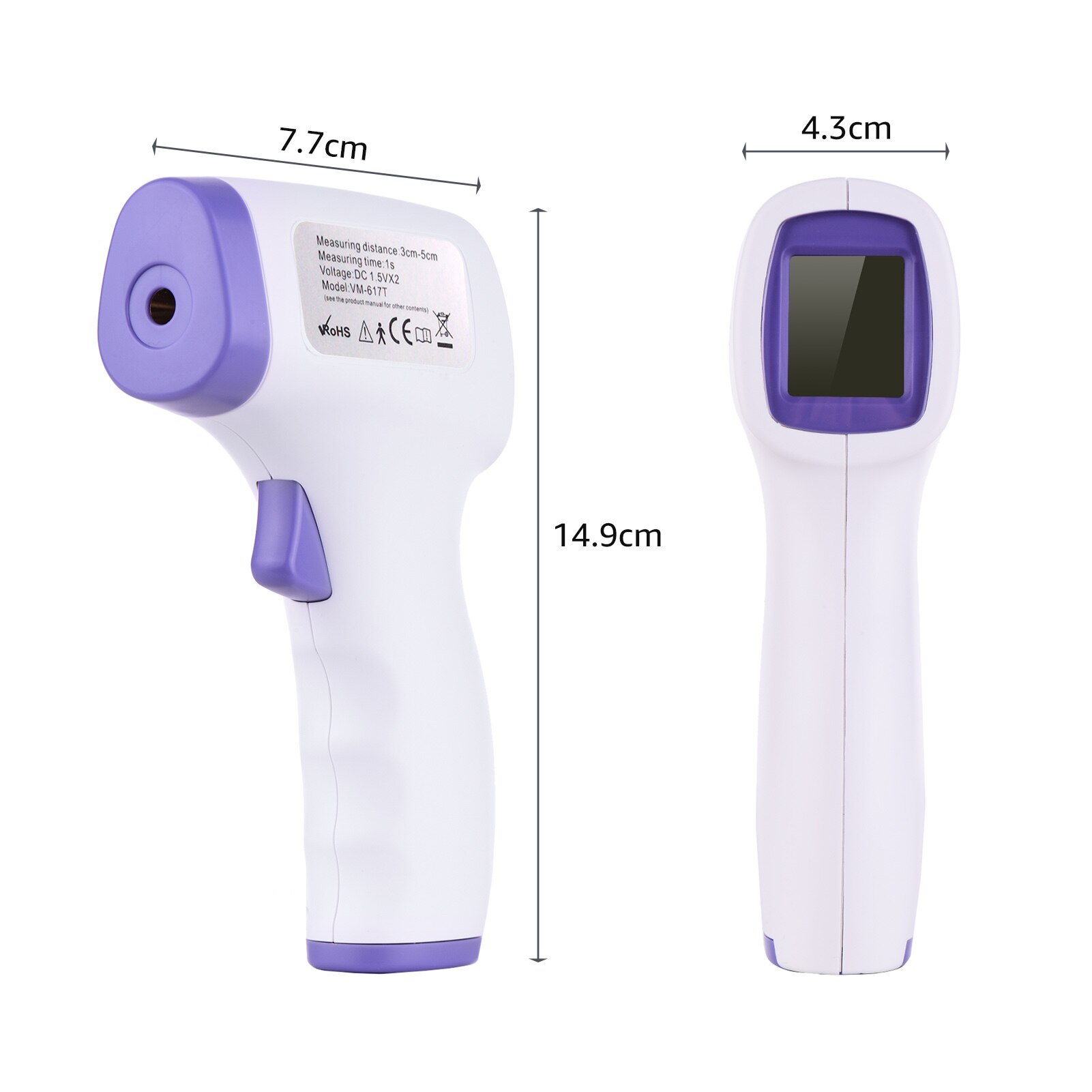 Portable Non-Contact Infrared Forehead Thermometer Body Object Temperature Gauge Switchable ℃ ℉ Temperature High Accuracy LCD
