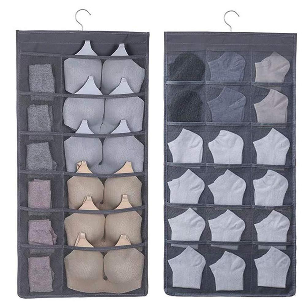 Sacs de rangement en tissu Oxford, 30 poches, pour soutien-gorge, chaussettes, sous-vêtements, penderie murale, pochette suspendue, haute perméabilité aux gaz, maille Durable: Default Title