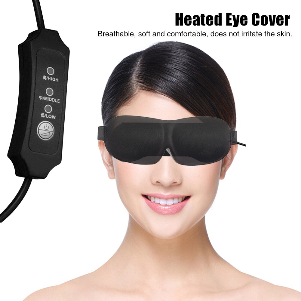 Portable Travel USB Powered Heated Eye Cover Soft Breathable Warm Therapy Stye Blepharitis Fatigue Relief 3 Gears Unclog Glands
