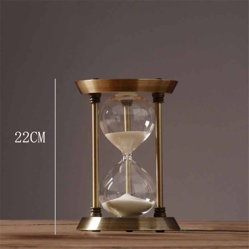 Reloj de arena de Metal, con temporizador de cuenta atrás, decoración de escritorio, decoración del hogar, 15/30/60 minutos: D 22cm 30min