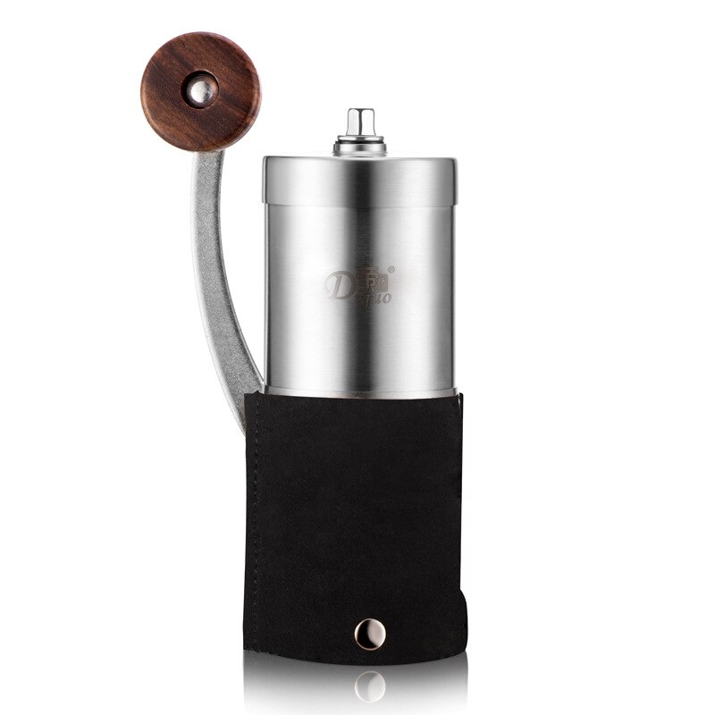 Kaffebønner slibemaskine hånd manuel trægratmølle knuser kværn vintage stil håndkværn: Sort
