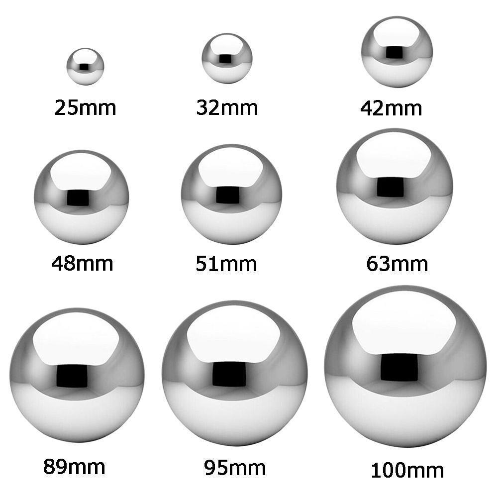 25mm ~ 100mm högglans glitter stålkula sfär spegel ihålig boll för hem trädgård dekoration tillbehör prydnad