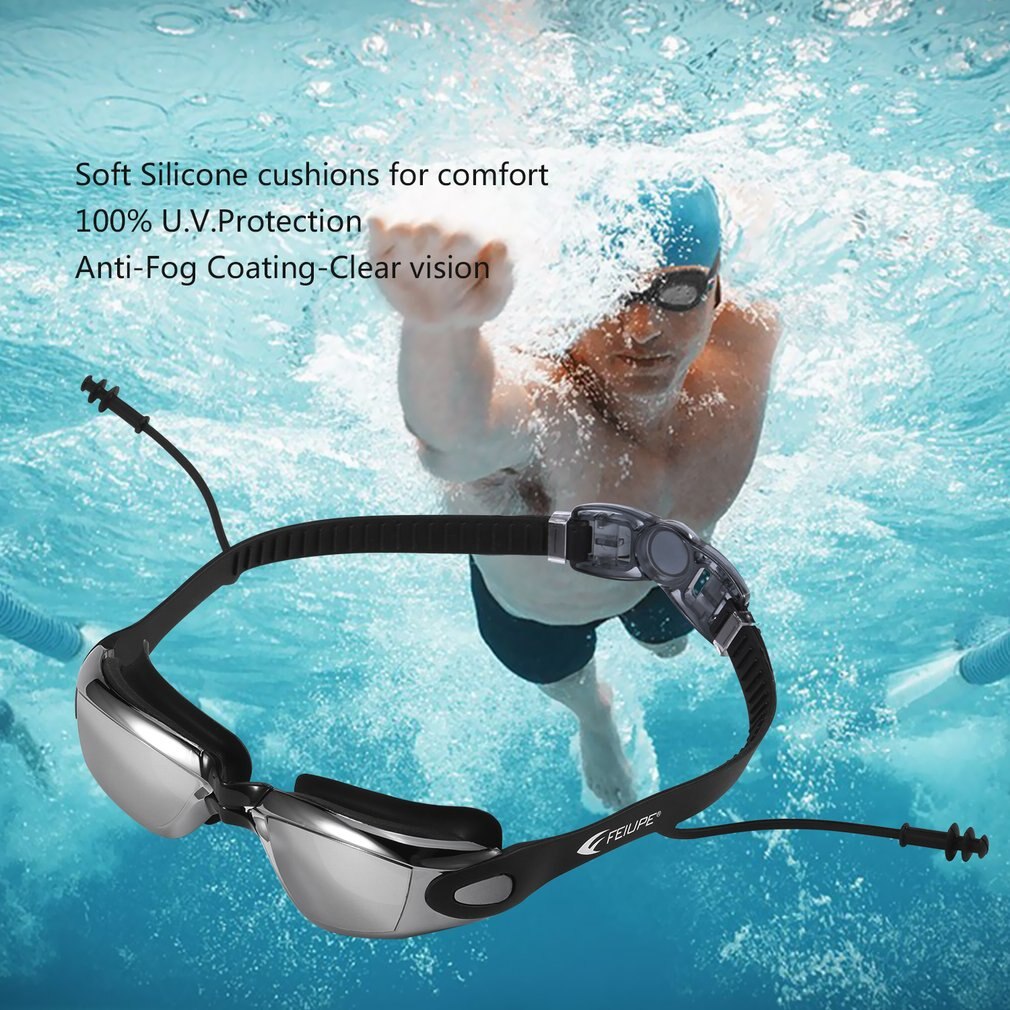 Niceao Clear Waterdichte Geen Lekkende Anti-Fog Verstelbare Zachte Siliconen Zwemmen Goggle Met Gratis Oordopje Neusklem