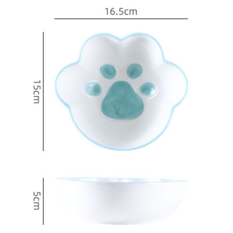 Kawaii Cat Claw Bowls Cartoon Ceramic Bowl Breakfast Dishes Home Cute Cat Dog Paw Western Food Salad Plate: 6.5inch bowl Blue